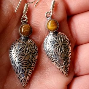 New Tiger Eye Silver Earrings.